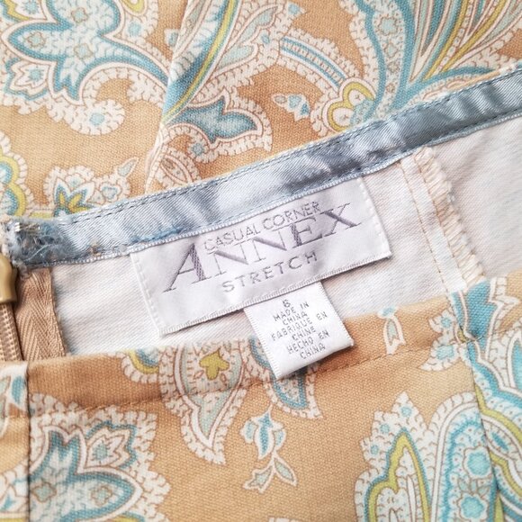 Pretty Feminine Midi Length Mint & Cream Floral Print A Line Skirt Ladies Size 6 - Picture 6 of 6